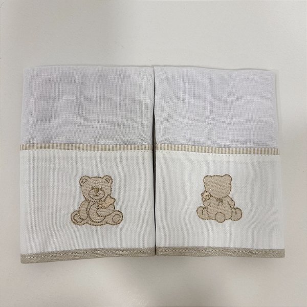Conjunto de fralda de boca bebê ursinho bege