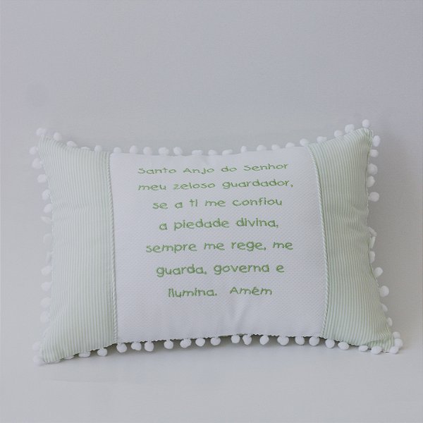 Almofada Oração do Santo Anjo verde