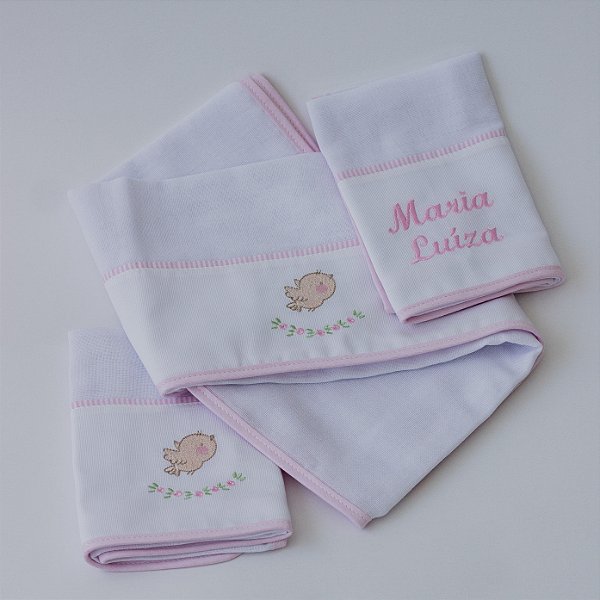 Kit com fralda de boca e ombro - Passarinho