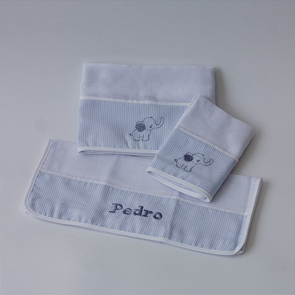 Kit com fralda de boca e ombro - Elefante