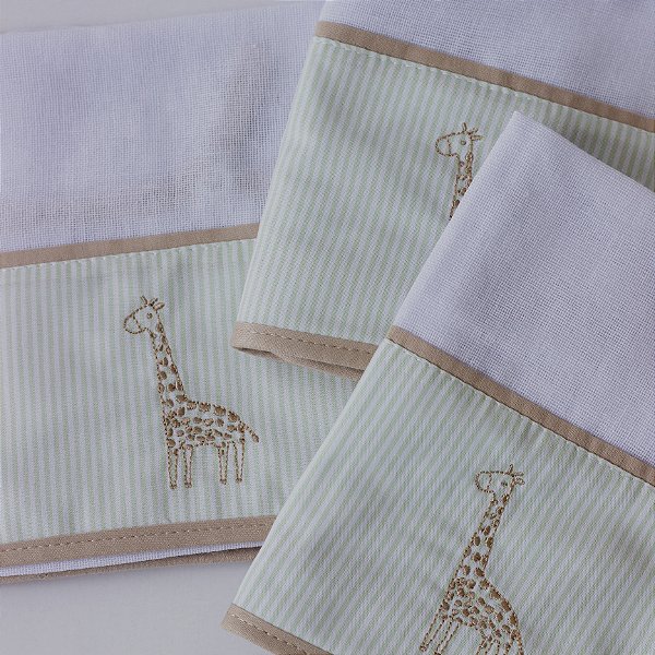 Kit com fralda de boca e ombro - Girafa
