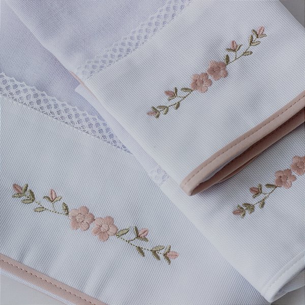 Kit com fralda de boca e ombro - Flores