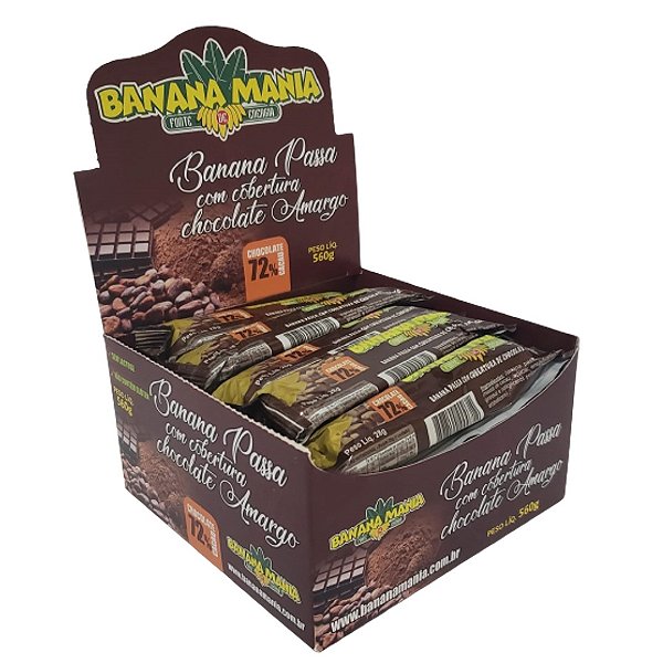 Bananinha Com Chocolate Amargo 72% Sem Lactose Sem Glúten 20x28g
