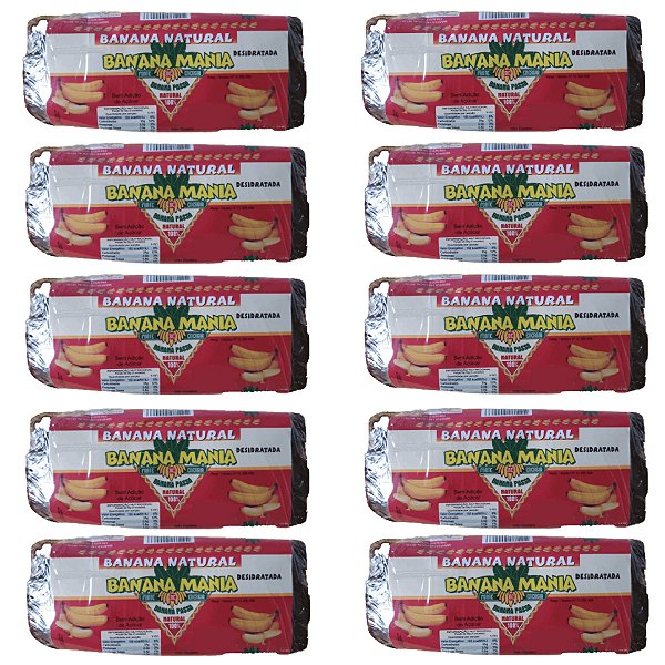 Banana Passa 1Kg Desidratada 100% Natural Zero Açúcar Sem Conservantes 10x100g