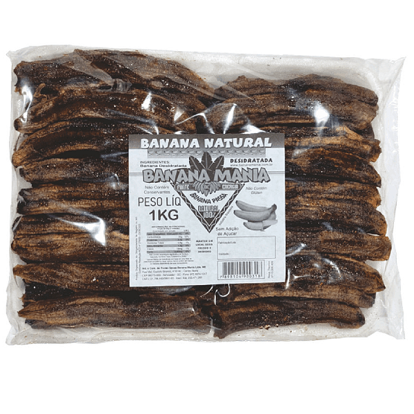 Banana Passa 1Kg Desidratada 100% Natural Zero Açúcar Sem Conservantes (Pacote Único)