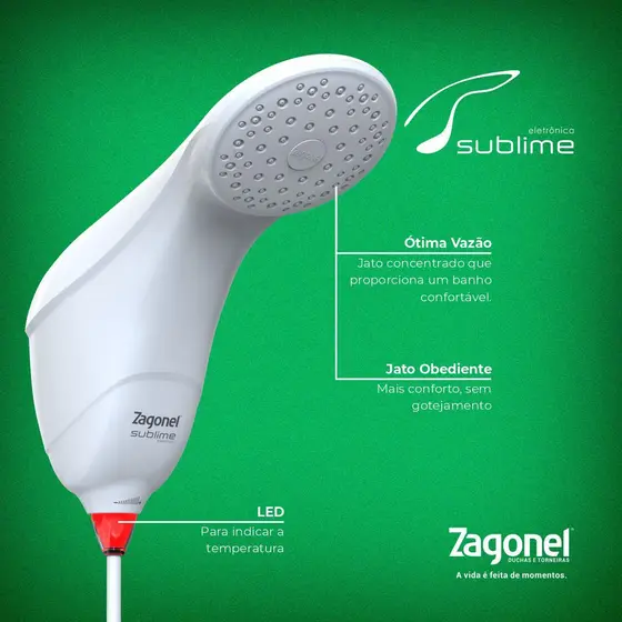 Ducha Eletrônica Zagonel Modelo Sublime 110/220W