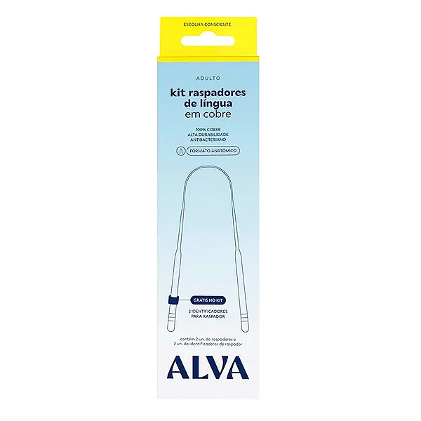 Kit Raspador De Lingua De Cobre Alva + Identificador - Alva