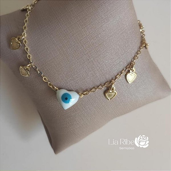 Pulseira Olho grego com coração