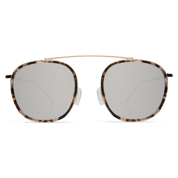 Illesteva Mykonos Ace White Tortoise / Gold / Silver Flat Mirror