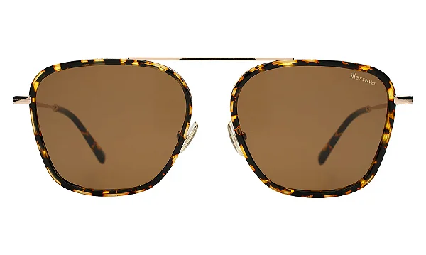 Illesteva Samos Ace Flame/Rose Gold w/ Brown Flat