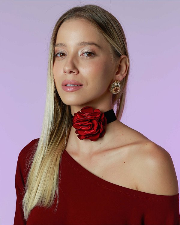 Gargantilha Flores Vermelha
