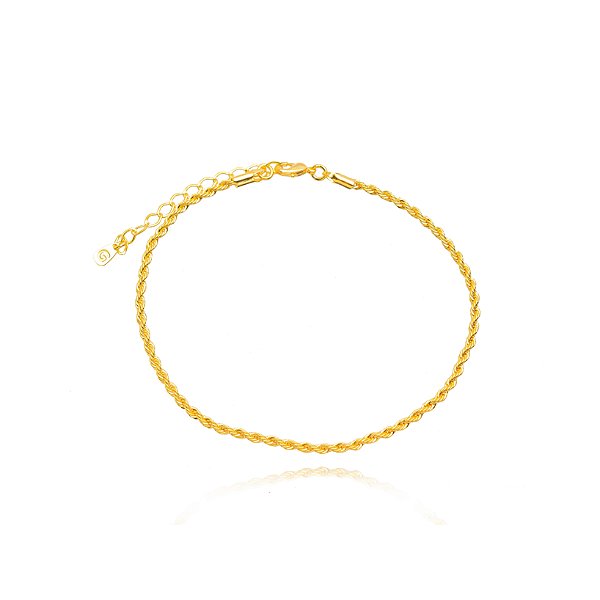 TORNOZELEIRA SEMIJOIA CORDAO BAIANO CONFECCIONADO EM BANHO DE OURO 18K