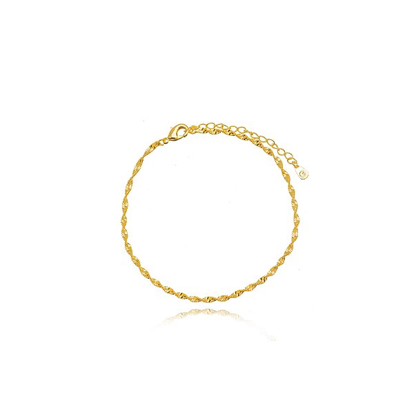 TORNOZELEIRA SEMIJOIA SINGAPURA CONFECCIONADO EM BANHO DE OURO 18K