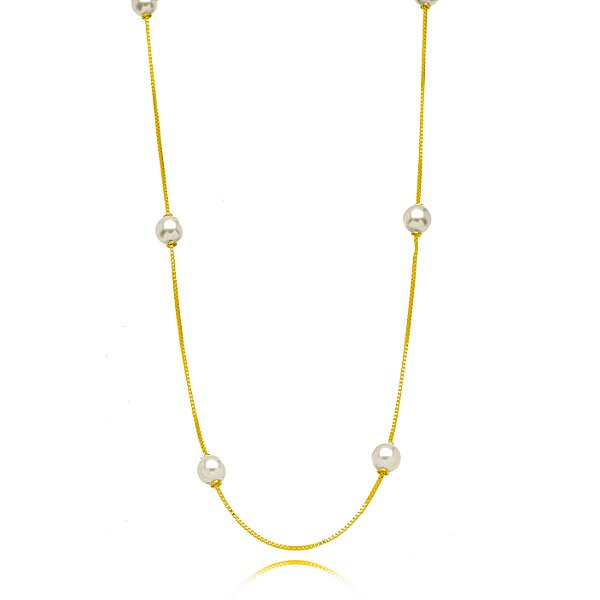 CHOKER SEMIJOIA PEROLA LISA CONFECCIONADO EM BANHO DE OURO 18K