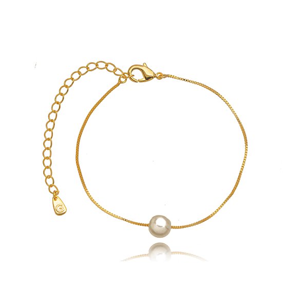 PULSEIRA SEMIJOIA PEROLA LISA CONFECCIONADO EM BANHO DE OURO 18K