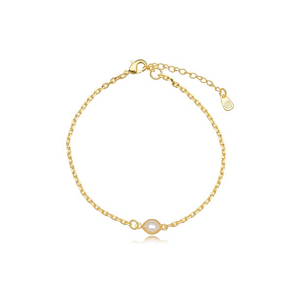 PULSEIRA SEMIJOIA PEROLA LISA CONFECCIONADO EM BANHO DE OURO 18K