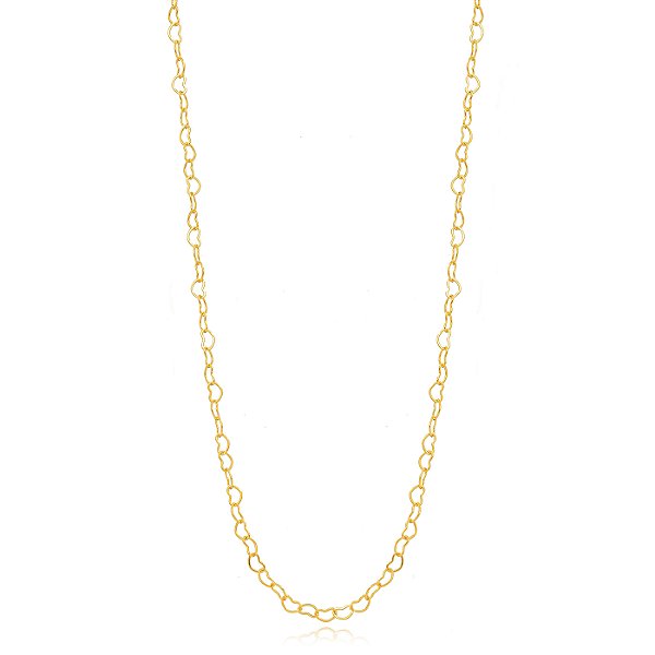 CHOKER CORAÇÕES VAZADOS LISOS CONFECCIONADO EM BANHO DE OURO 18K