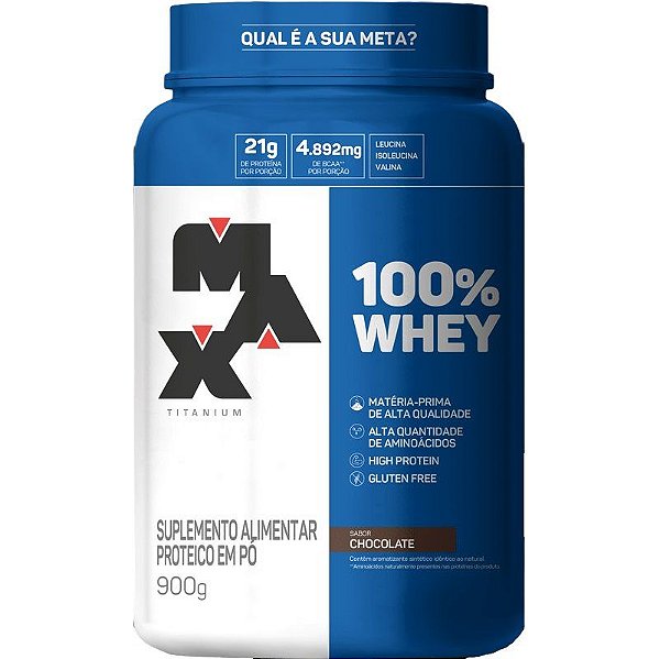 100% WHEY - Pote 900g - Chocolate - Max Titanium