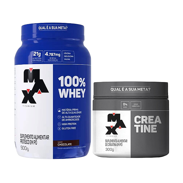 Combo 100% Whey 900g + Creatine 300g Max Titanium