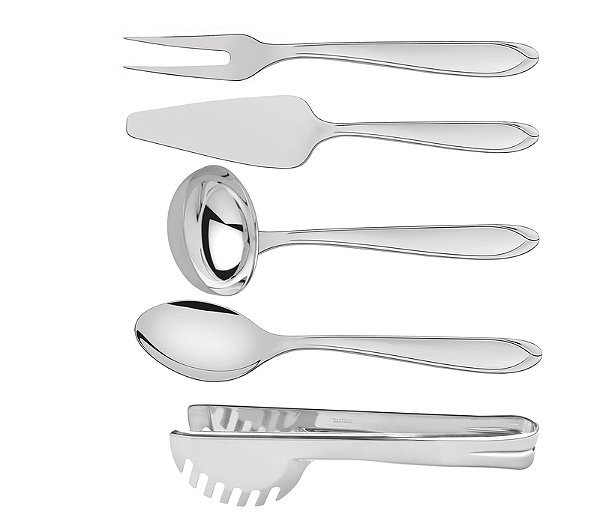 Jogo de Utensílios Utility em Aço Inox Acabamento Brilho 5 Peças