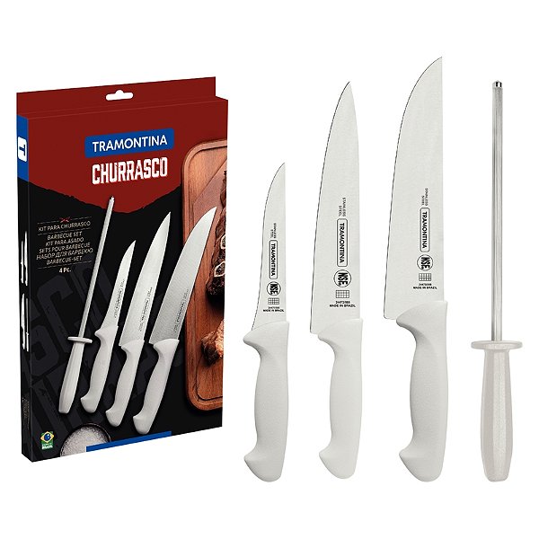 Jogo de Facas para Churrasco em Aço Inox Premium 4 Peças Tramontina