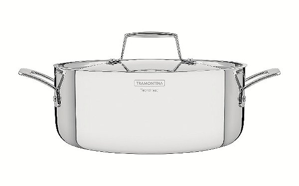 Caçarola Rasa Grano em Aço Inox Corpo Triplo 24 cm 4,7 L Tramontina