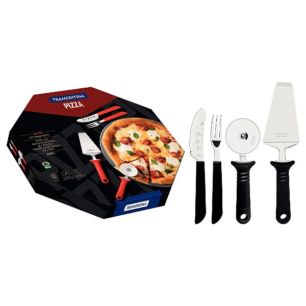 Kit Pizza Lâminas em Inox cabo Polipropileno 14 Peças Tramontina