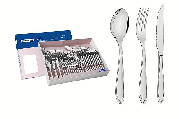 Faqueiro em Aço Inox Laguna com Facas de Churrasco 91 Peças Tramontina