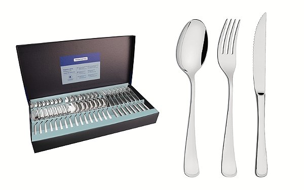 Faqueiro em Aço Inox Mônaco Facas para Churrasco Forjadas 6mm 48 Peças Tramontina