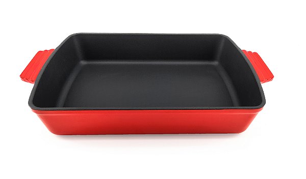Assadeira Retangular Ferro Sauté 39x27cm 6,8L Brinox Vermelha