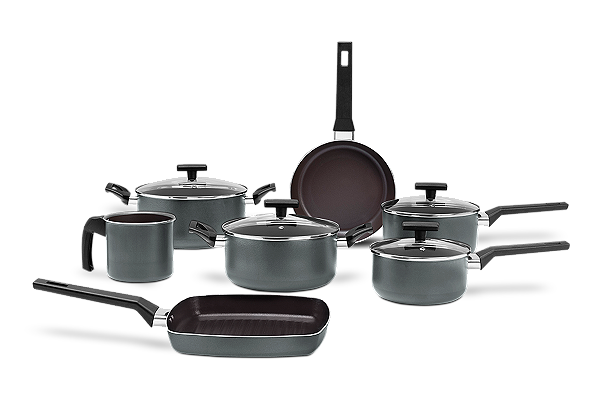 Jogo de Panelas Ceramic Life 7 Peças Preserve Cinza Brinox