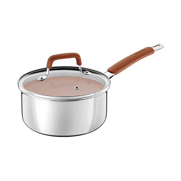 Panela Inox Revestimento Cerâmico Romagna 18 cm 2,25 L Marfim Tramontina