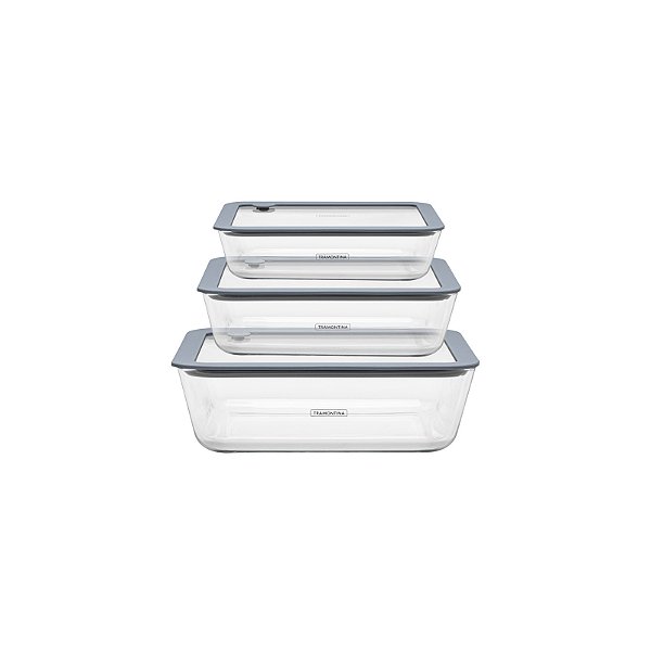 Conjunto de Potes de Vidro Vittra Tampa Hermética de Silicone Tramontina