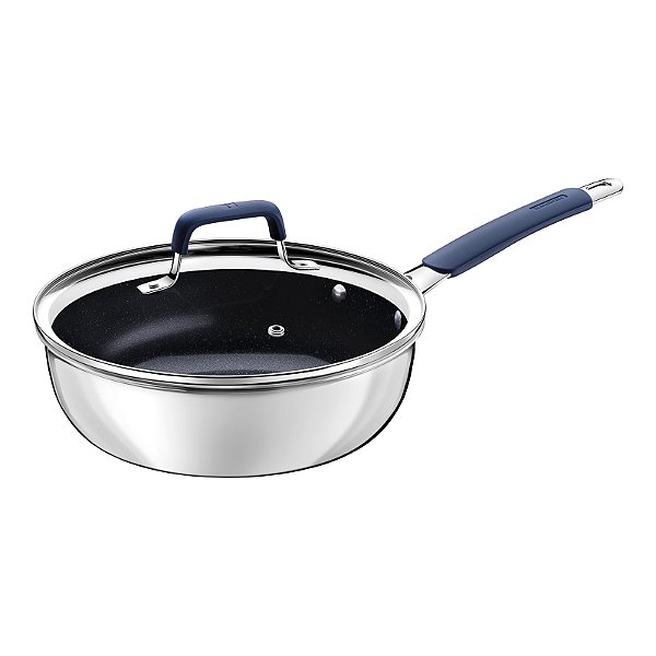 Frigideira Funda com Tampa Romagna em Aço Inox Cerâmico Black 24 cm 3,1 Tramontina