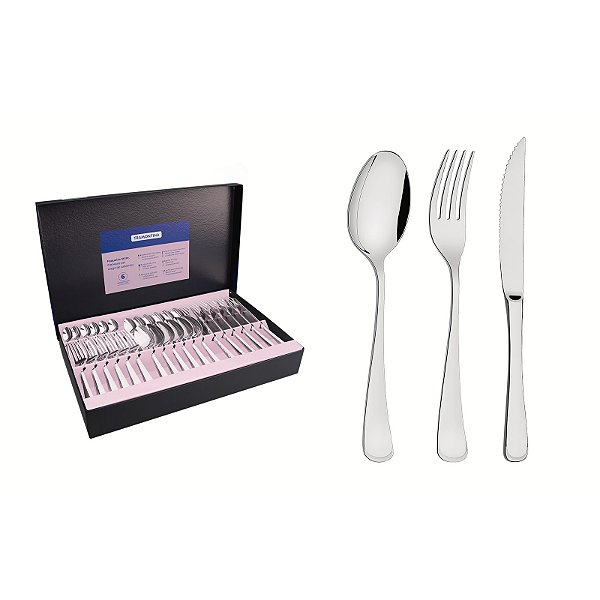 Faqueiro em Aço Inox Mônaco 36 Peças Facas para Churrasco Tramontina