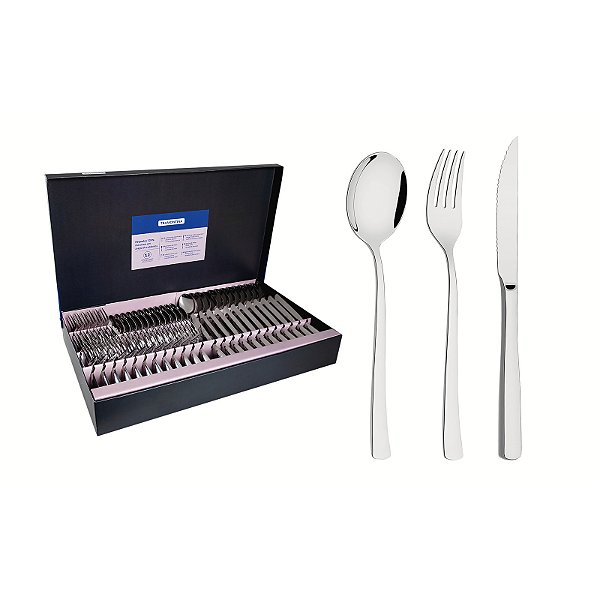 Faqueiro em Aço Inox Berlin 72 Peças com Facas para Churrasco Tramontina