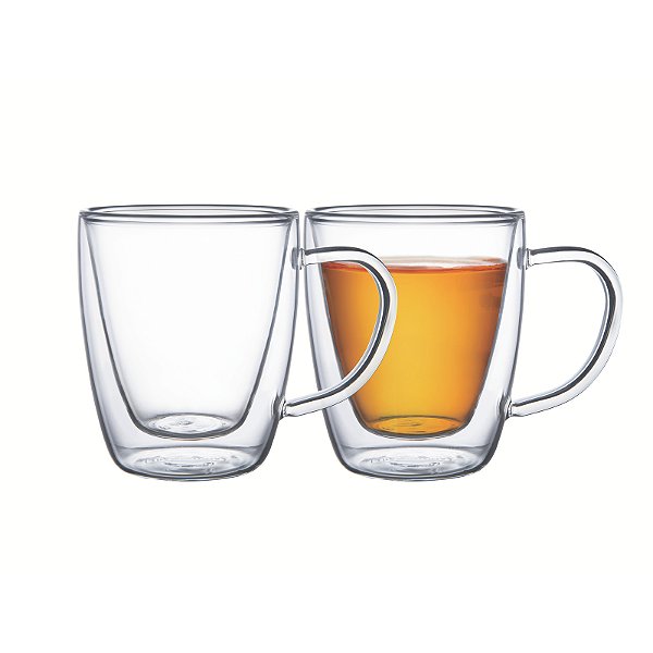 Conjunto de Xícaras para Café e Chá Vidro Duplo com Alças 2 Peças Tramontina