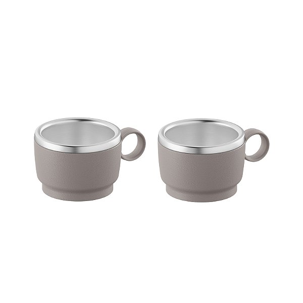 Conjunto de Xícaras para Café em ABS Cinza e Alça Redonda 2 Peças 80 ml Tramontina