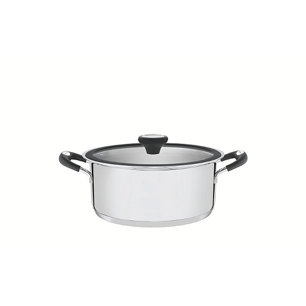 Caçarola Rasa em Aço Inox Solar Silicone 20 cm 2,9 L Tramontina