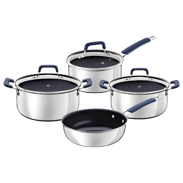 Jogo de Panelas Romagna em Aço Inox e Aluminio 4 peças Tramontina