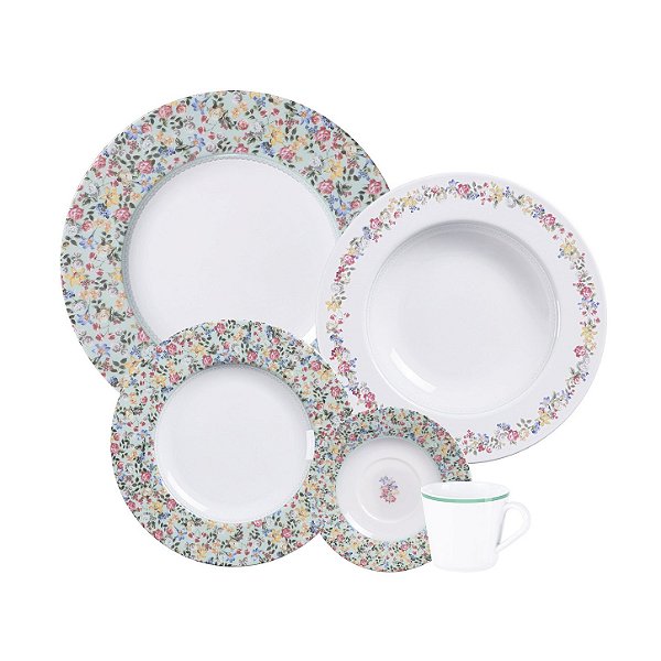Aparelho de Jantar em Porcelana Decorada Dalina 20 Peças Tramontina