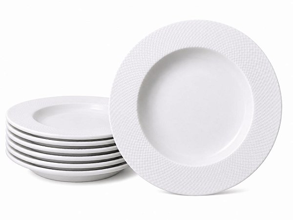 Jogo de Pratos Fundo Mesh 12 peças em Porcelana 23cm Tramontina