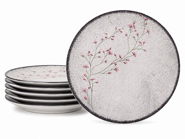 Jogo de Pratos Raso Floralis 12 peças em Porcelana 25cm Tramontina