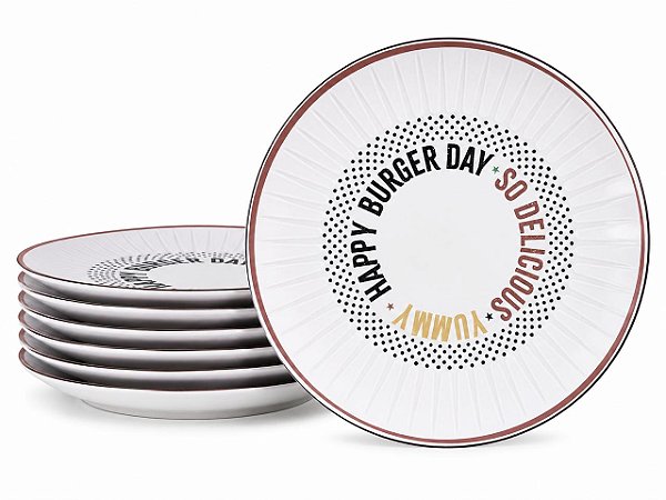 Jogo de Pratos Raso Chicago 12 peças em Porcelana 25cm Tramontina