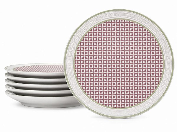 Jogo de Pratos Raso Positano 12 peças em Porcelana 25cm Tramontina