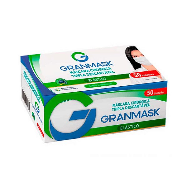 Máscara Descartável Branca Tripla 50 Unidades - GranMask
