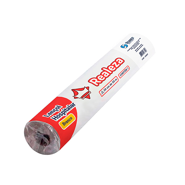 Lençol Hospitalar Descartável Branco Realeza Seccar Rolo 50cm x 50m - Cirúrgica Gervásio