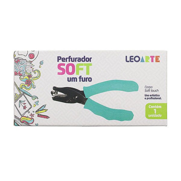 Perfurador Papel eva Fichário 1 Furo Soft LeoArte em Promoção na