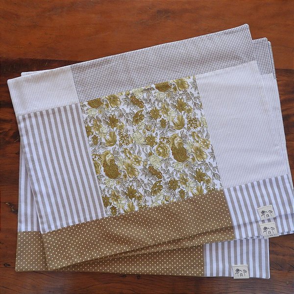 Toalha Americana em Patchwork Contemporâneo Bege e Marrom - Peça Avulsa