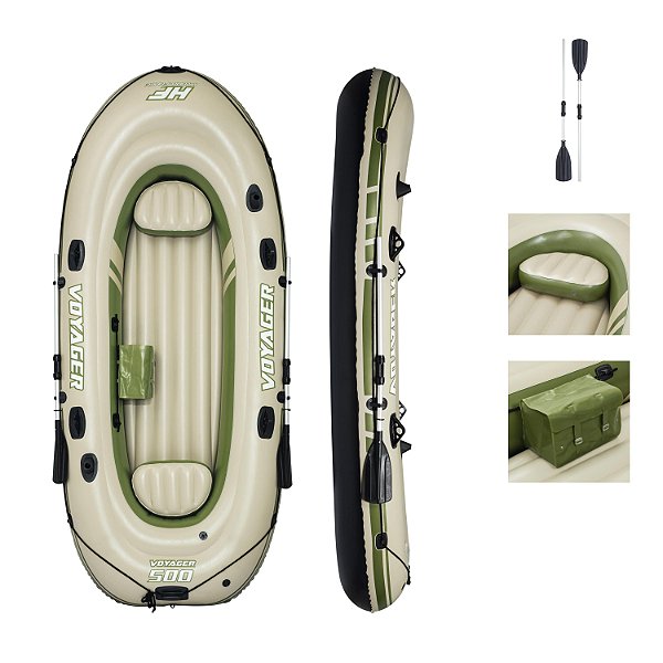 Bote Inflável Hydro-Force 3 Pessoas Voyager 500 3,48m x 1,41m + 2 Remos Bestway 65001